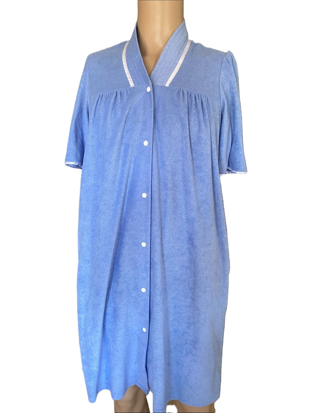 Blair Light Blue Terry Snap-Front Nightgown
